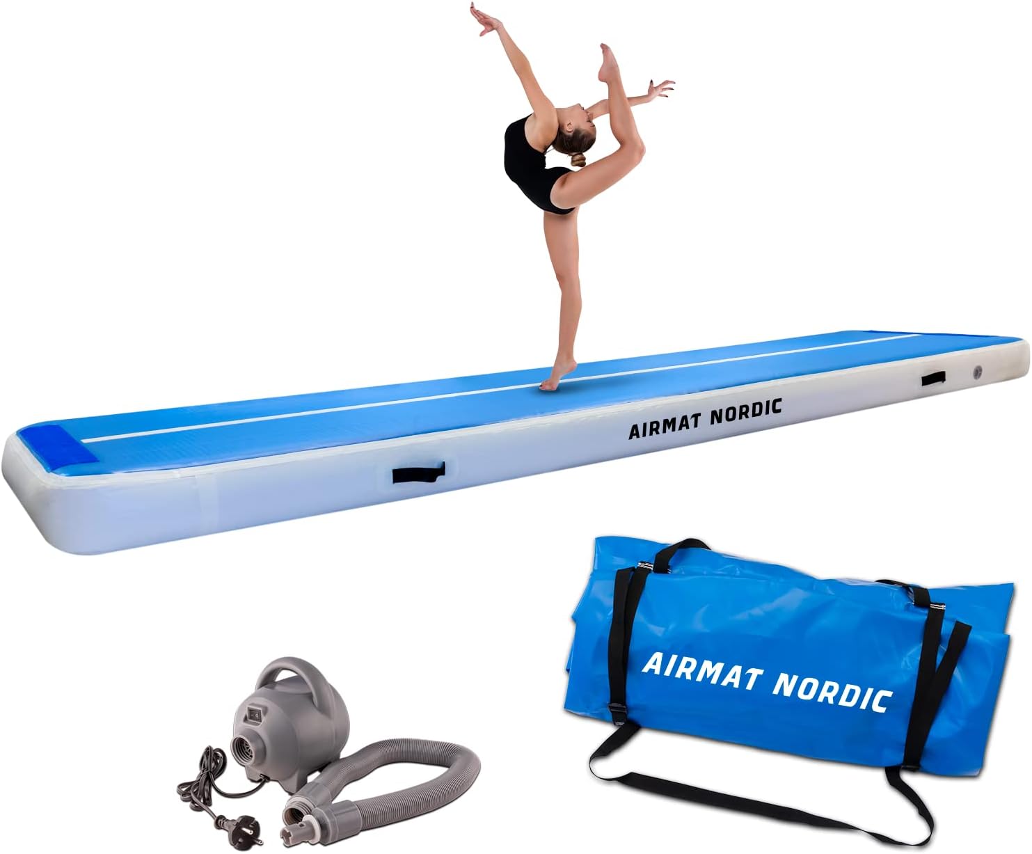 AirTrack Nordic Standard Air Track 3m/4m/5m/6m/7m/8m avec pompe à air  électrique - Tapis de gym gonflable – Durable et facile à transporter Tapis  de